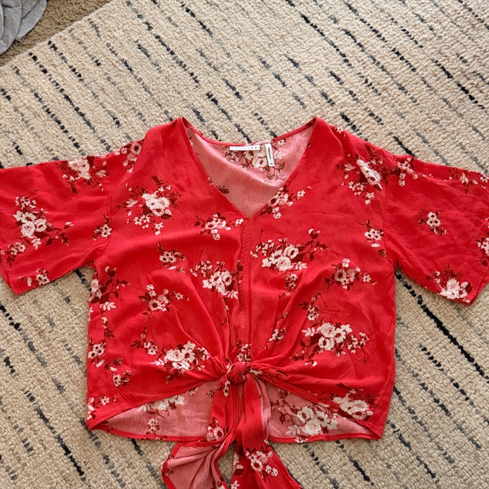 Floral Red Crop Top